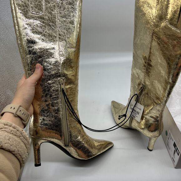 Worthington Womens Pleasant Stiletto Heel Dress Boots Gold Size 6 - Picture 5 of 10